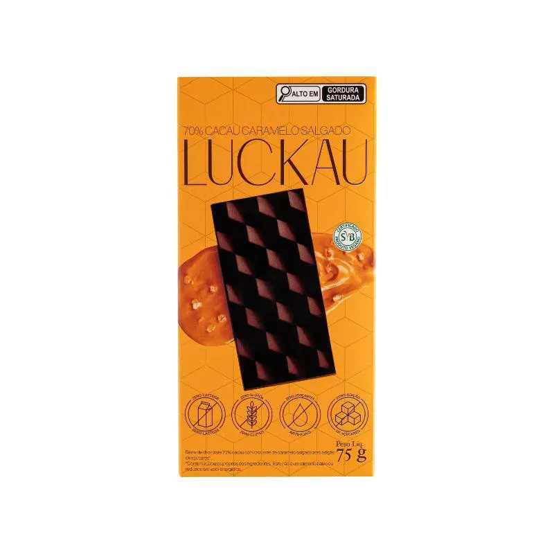 Chocolate 70% Cacau 75g Luckau