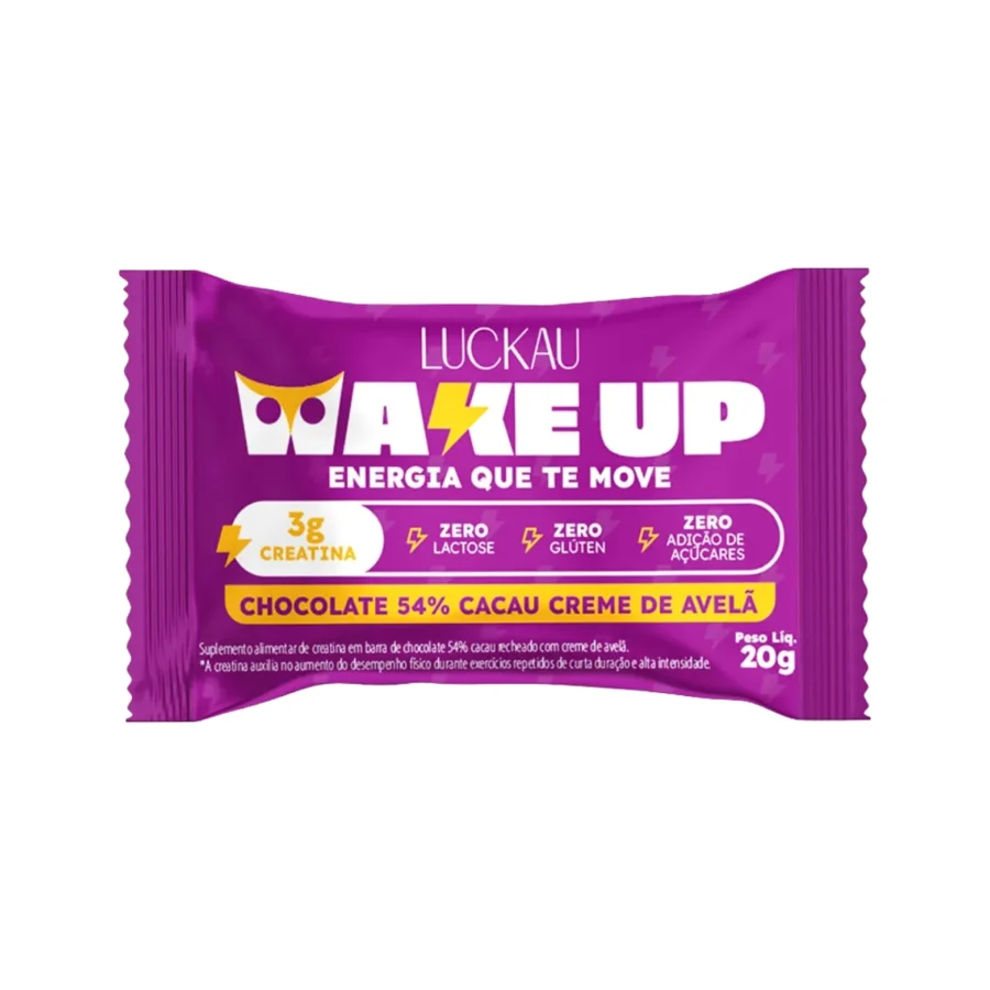 Chocolate 54% Cacau Recheada 3g de Creatina 20g Luckau