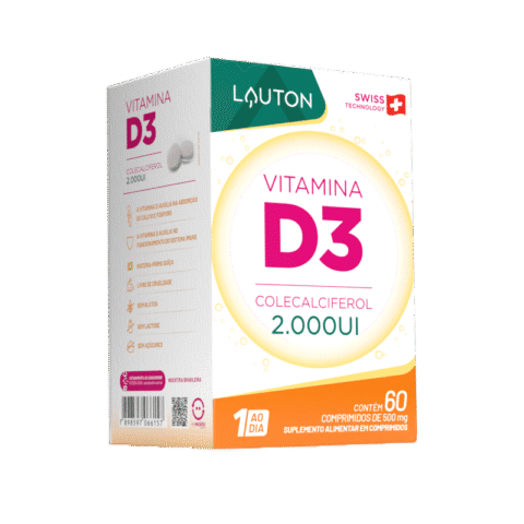 Vitamina D3 2.000ui 60 caps 500mg Lauton