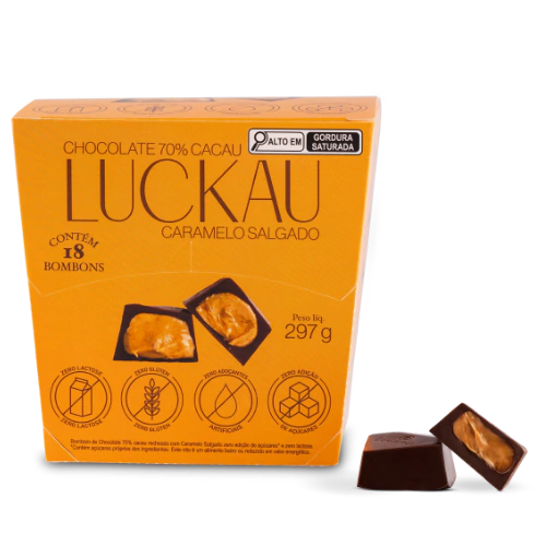 Bombom Recheado Choc 70% Cacau 18 un 16,5g Luckau