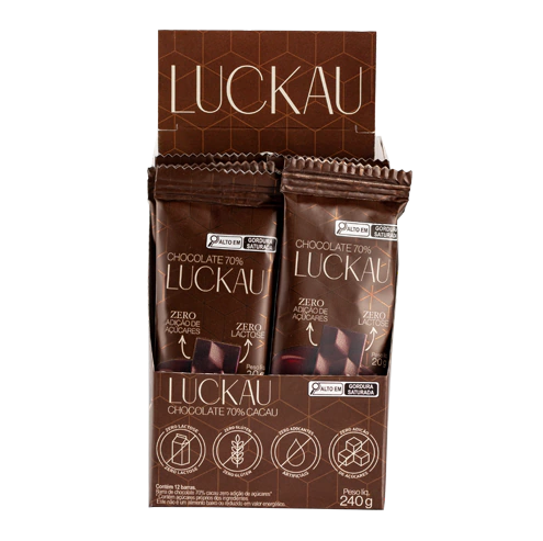 Chocolate 70% Cacau 12 un 20g Luckau
