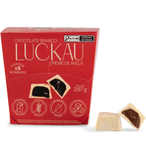 Bombom Recheado Choc Branco 18 un 16,5g Luckau